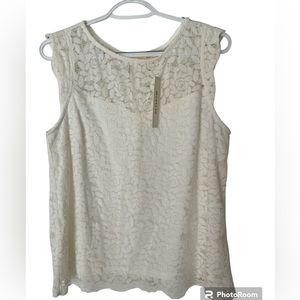 NWT Monteau Size L Women’s Lace Tank Blouse